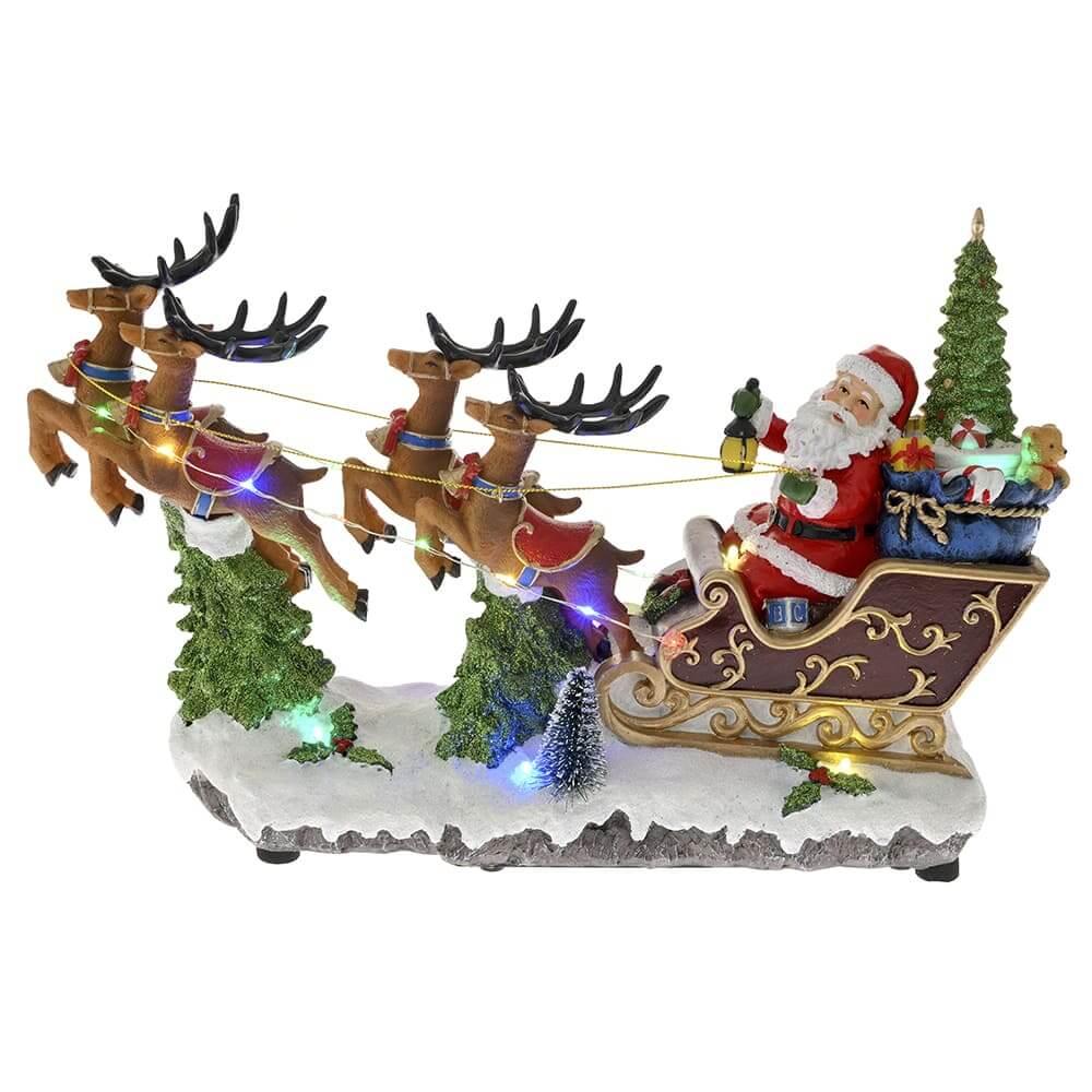 BABBO NATALE CON SLITTA CON LUCI E MUSICA