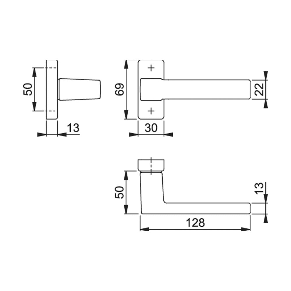 MANIGLIA AUSTIN NERA ROSETTA QUADRA