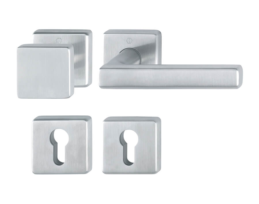 COPPIA ROSONE PIATTE QUADRATE F69 INOX SATINATO