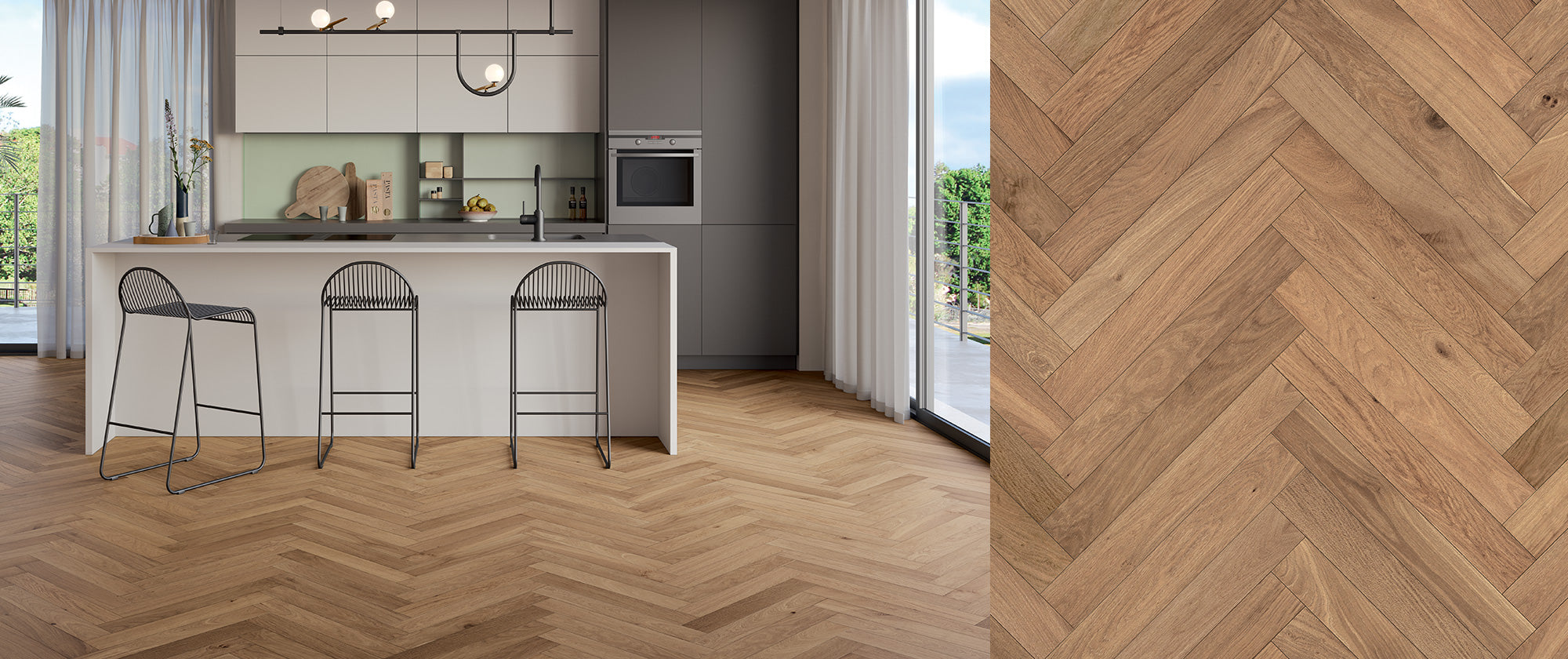 PREFINITO ROVERE STAR SPINA 45° MM 10/3 X 90 X 510 SPAZZOLATO VERNICE OPACA MICROBISELLATO 4 LATI