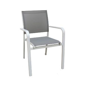 SEDIA ROCCAMARE ALU BIANCO TELO GRIGIO