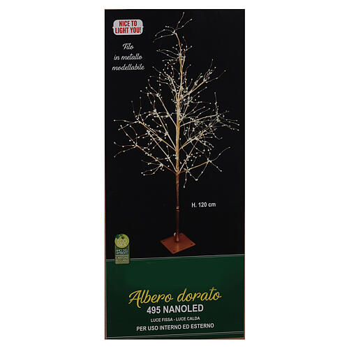 ALBERO METALLO DORATO C/NANO LED LUCE CALDA CM 120