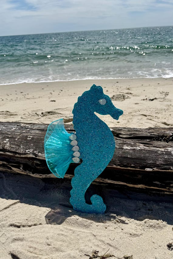decorazione cavalluccio marino azzurro