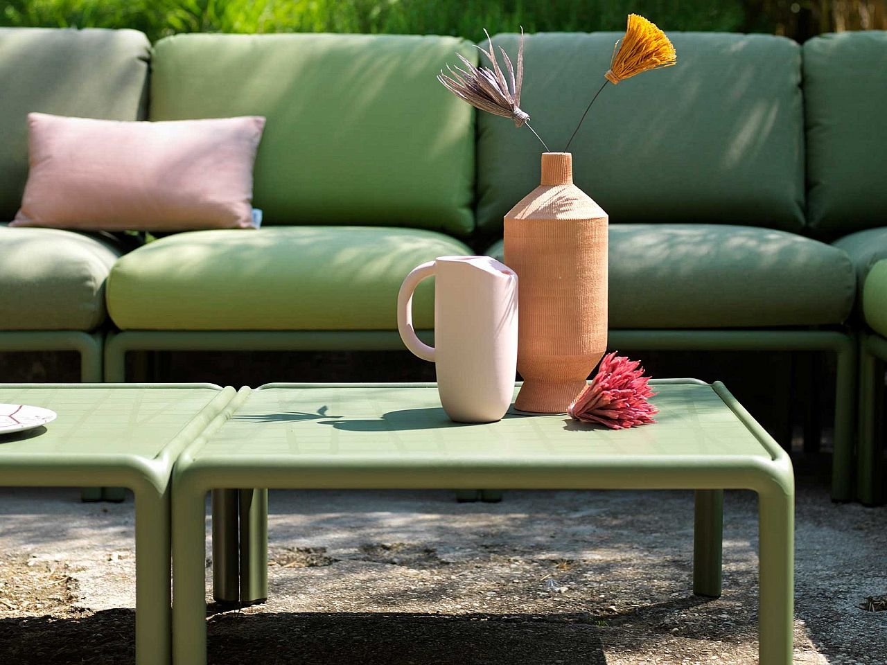 DIVANO KOMODO 5 POSTI STRUTTURA AGAVE CUSCINO JUNGLA