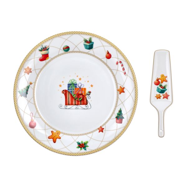 PIATTO PANETTONE C/PALA TORTA CM27