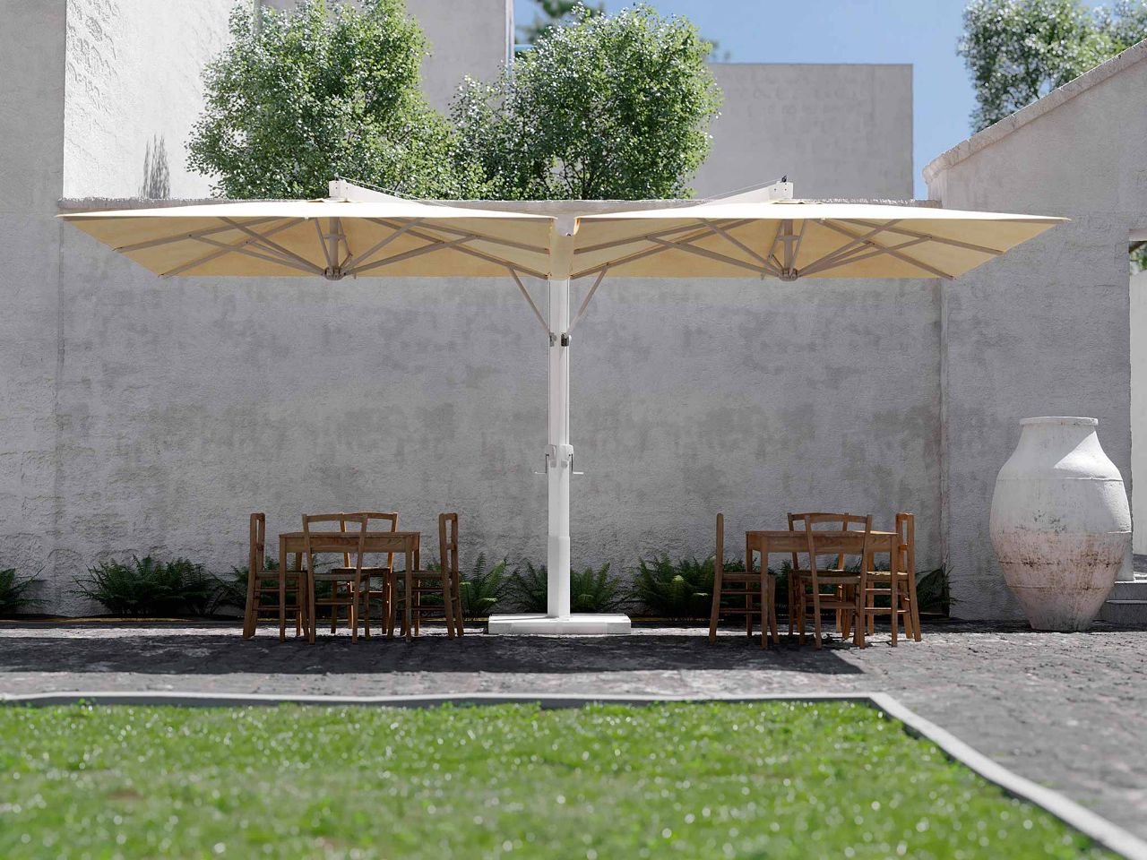 OMBRELLONE FELLINI 350X700 GRIGIO TELO ECRU'