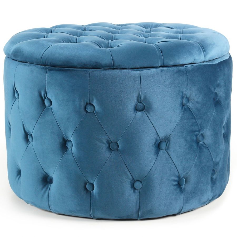 POUF CONTENITORE VELLUTO BLU