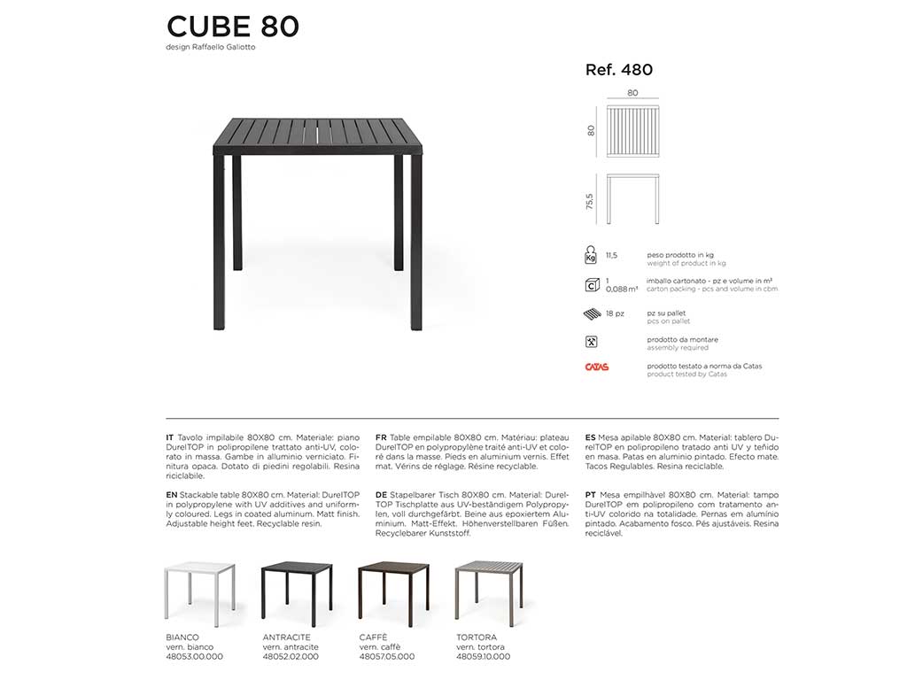 PIANO DUREL TOP 80X80 CAFFE'